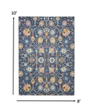 2' X 3' Navy Blue Floral Power Loom Area Rug