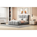 Twin Size Upholstered Platform Bed Velvet Upholstered Bed, Gray
