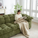 99.2' Chenille Modern Comfort Deep Seat Sofa, Upholstered Fluffy Cloud Sofa Suitable for living rooms, bedrooms, offices and apartments, Green