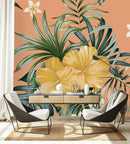 Modish Yellow Flowers Contemporary Wallpaper