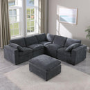 Modular Sectional Sofa, Convertible L Shaped Sofa Couch, Modular Sectionals with Ottomans, 6 Seat Sofa Couch with Reversible Chaise for Living Room. Chenille Grey