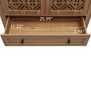 Tall Kitchen Pantry Cabinet With Hollow Carved Doors 2 Drawers And Adjustable Shelves Storage Display Cabinet For Kitchen Dining Room Or Living Room - Walnut