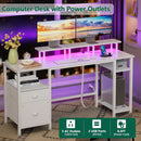 61 Inch Computer Desk With Integrated Power Outlet LED