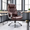 Ergonomic High Back Office Chair Lumbar Brown PU Leather