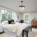 Black Four Light Crystal Chandelier Dining Pendant