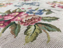 Hand-Knotted Needlepoint Carpet 6x9, Ivory/Cream Background, Colorful Flowers, Yellow Border, Aubusson Rug 6 x 9, New, Handmade