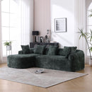 Boucle Sofa 3 Seater for Living Room Oversized Comfy Sofa L-Shape Sofa Couch with Chaise Home Furniture Sleeper Sectional Sofa for Apartment, Office Left Hand Facing (Green)