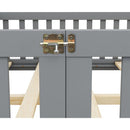 Full Size Bed Floor Bed with Safety Guardrails and Door for Kids, Gray