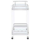 Jefferson 2-tier Glass Shelf Acrylic Bar Cart Chrome