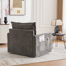 UNITED WE WIN Swivel Barrel Chair - Mid Century Modern Chair, Thick Padded Arm Chair with Solid Metal Base, Comfortable Single Sofa Chair, Swivel Accent Chair for Living Room Bedroom