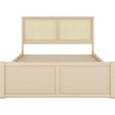 Queen Size Wood Storage Platform Bed with 4 Drawers, Rattan Headboard, Nature