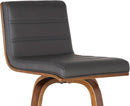 Mid-Century Modern Barstool Grey Faux Leather Wood Finish