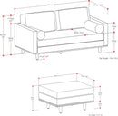 Morrison 72 Inch Mid Century Modern Sofa Set Mist Grey