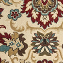 5' X 7' Ivory And Red Floral Vines Area Rug