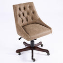 Medieval Retro Style Sheepskin Pattern Fabric Home Office Chair with Lift, Swivel and Recline Functions,Brown color