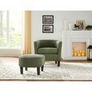 Modern Accent Chair,Upholstered Arm Chair Linen Corduroy Single Sofa Chair with Ottoman Foot Rest Comfy Armchair for Living Room Bedroom and Office,Green
