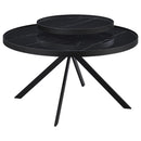 Briggs Round Marble Printed Glass Top Coffee Table Black