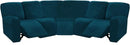 Velvet Seven Piece Sectional Recliner Sofa Cover Deep Teal