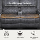 Gray Velvet Manual Recliner Loveseat With USB Ports