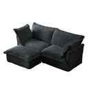 Slipcovered Sectional 2 Seater Sofa Couch with Convertible Ottoman, Wide and Deep Seat L Shaped Sofa with Detachable Cover and Soft Multiple Big Pillows,Gray Corduroy Fabric
