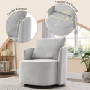 Modern 360° Swivel Accent Barrel Armchair in Grey Chenille, 29.9' Upholstered with Curved Design for Living Room, Bedroom, Office, and Hotel