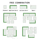 Walker Edison - Outdoor Patio Furniture Set,7 Pieces Outdoor Sectional Conversation Sofa with Dining Table,Chairs and Ottomans,All Weather PE Rattan and Steel Frame,With Backrest and Removable Cushions(Grey+Beige)