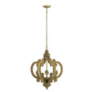 Farmhouse Chandelier, 6 Light Wood Chandelier Pendant Light Fixture With Adjustable Chain For Dining Room Living Room Entryway, Bulb Not Included