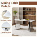 Table and chair set.63'x31.5x30' Luxurious Snow Mountain Patterned Sintered Stone Table with Silver Metal Butterfly Legs.Paried With 4 Light Gray High-quality PU Chairs With Arched Metal Legs.