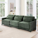 Elegant Three-Seater Sofa with Lumbar Pillow, Ergonomic Chenille Upholstery, Wooden Base, Green
