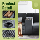 L-shaped 6-seater 133.4''*94.4'' corduroy sofa, large storage armrests with center console, USB charging, left and right seats can be switched, 3 packages of 130