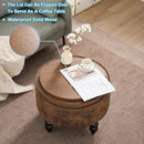 24 Inch Upholstered Storage Ottoman Featuring Tray