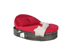 Outdoor Patio Round Daybed, Sun Bed with Adjustable Backrests and Foldable Cup Trays, Reclining Outdoor Lounger Wicker Rattan Patio Daybed with Cushions and Pillows for Backyard Poolside