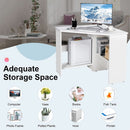 Compact White Corner Desk With Storage Shelves For Home Office