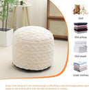 Beige Velvet Texture FauxFur Memory Foam Round Ottoman