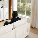 Contemporary Modular Sectional Sofa L-Shaped Couch Set with Movable Ottoman Chenille Beige 105 Inch