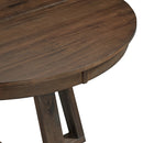 TREXM 5-Piece Retro Functional Dining Set, Round Table with a 16'W Leaf and 4 Upholstered Chairs for Dining Room and Living Room (Walnut)