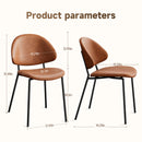 Set of 4 Upholstered PU Leather Dining Chairs Mid-Century Modern Dining Chairs with Curved Backrest for Dining Room Kitchen (Brown)