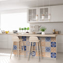 7" X 7" Yellow White And Blues Peel And Stick Removable Tiles