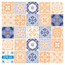7" X 7" Yellow White And Blues Peel And Stick Removable Tiles
