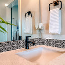 4" X 4" Black And White Orchid Peel And Stick Removable Tiles