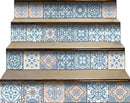 4" X 4" Baby Blue And Peach Mosaic Peel And Stick Removable Tiles