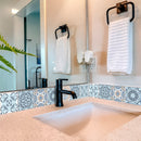 6" X 6" Baby Blue And Peach Mosaic Peel And Stick Removable Tiles