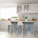 6" X 6" Baby Blue And Peach Mosaic Peel And Stick Removable Tiles