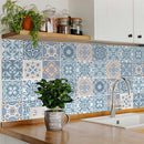 6" X 6" Baby Blue And Peach Mosaic Peel And Stick Removable Tiles