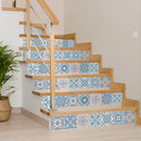 6" X 6" Baby Blue And Peach Mosaic Peel And Stick Removable Tiles