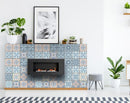 4" X 4" Baby Blue And Peach Mosaic Peel And Stick Removable Tiles