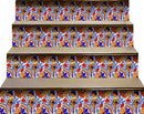 4" X 4" Orange Red And Blue Peel And Stick Removable Tiles