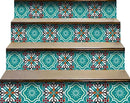 4" X 4" Turq And Terra Cotta Scroll Peel And Stick Removable Tiles