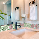 4" X 4" Vintage Green And Taupe Mosaic Peel And Stick Removable Tiles