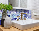 4" X 4" Vintage Turq Blue And White Peel And Stick Removable Tiles